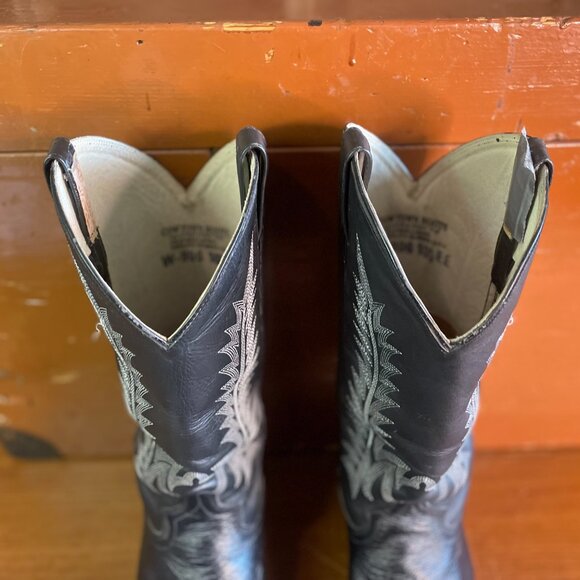 COWTOWN Men's Size 10.5 EE Black Bullhide Leather Rodeo Cowboy Boots W-906 - Picture 9 of 10